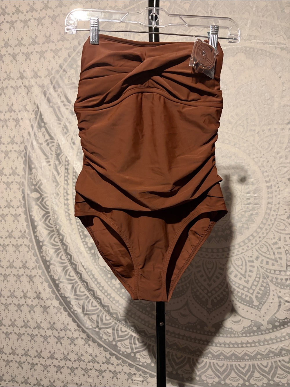 Kona Sol Brown Twist-Front One-Piece Swimsuit